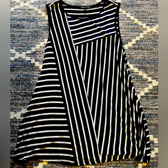 Cable & Gauge Size M Navy/Gray Striped Tunic Top - Picture 1 of 4